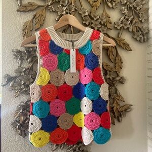 Alice + Olivia Reva - Multi-color Crochet Crewneck NWT (Rare - sold out)